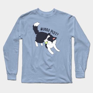 Cute border collie playing with a tennis ball Long Sleeve T-Shirt